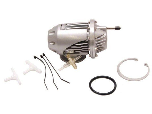 Silver HKS Super Sequential Blow Off Valve universal kit with installation hardware, T-fittings, and O-ring.