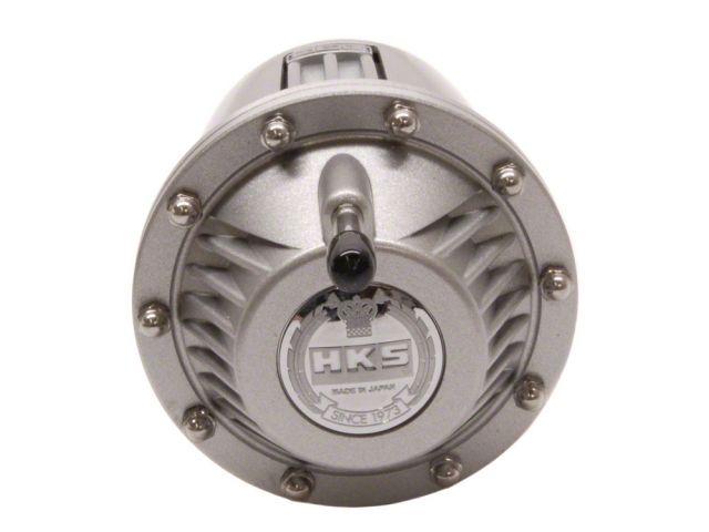 Load image into Gallery viewer, New silver HKS SSQV blow-off valve, universal fitment for various JDM turbo engines, isolated against white background.
