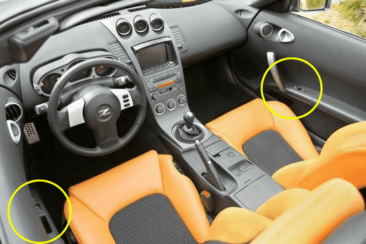 ZSPEC 350z Z33 Interior Door Window Switch Finisher Set, LHD '06-09, Carbon-Weave Style