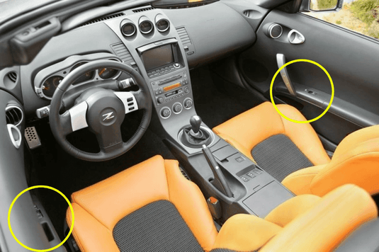 ZSPEC 350z Z33 Interior Door Window Switch Finisher Set, LHD '06-09, Carbon-Weave Style