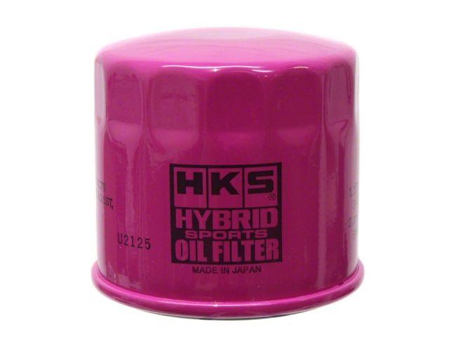 Load image into Gallery viewer, New HKS Hybrid Sports oil filter in bright pink, compatible with Nissan and Toyota models.
