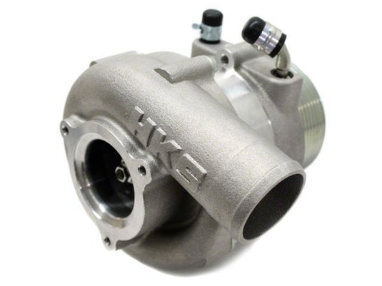 HKS GT supercharger unit for Nissan 350Z VQ35DE, metallic silver finish, new condition isolated on white background.