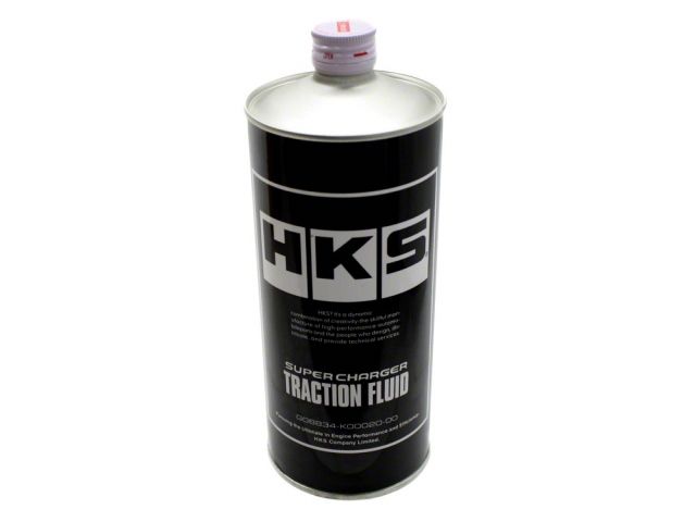 Load image into Gallery viewer, HKS traction fluid for Nissan 350Z VQ35DE supercharger kits; a black metal bottle with white branding.

