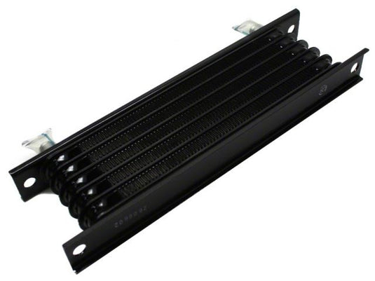 Black HKS oil cooler core for Nissan 350Z VQ35DE supercharger kit, shown in new condition.