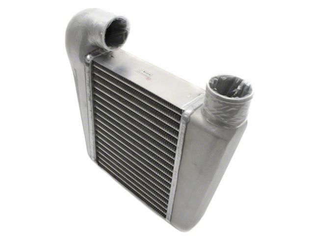 Load image into Gallery viewer, HKS GT Supercharger intercooler for Nissan 350Z VQ35DE. Silver aluminum finish with protective port covers.
