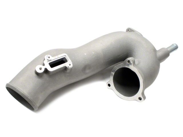 Load image into Gallery viewer, HKS supercharger intake pipe for Nissan 350Z VQ35DE. Matte silver cast metal finish with machined mounting flanges.
