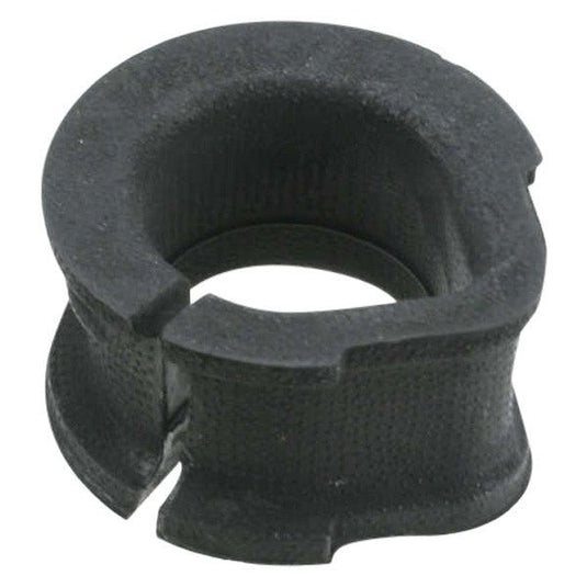 Black OEM rack bushing for Nissan R34 GTT Skyline, featuring a split-ring design and textured rubber surface.