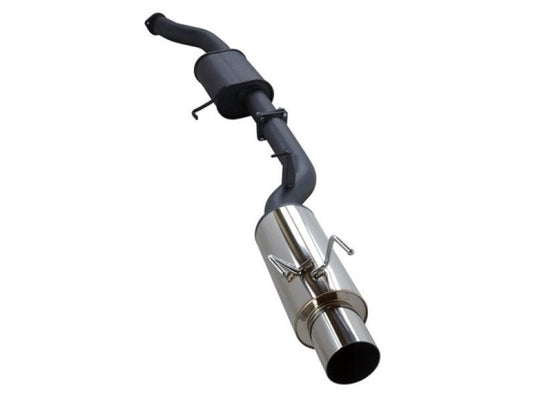 HKS High Power exhaust system for Nissan S13 with matte black piping and a polished stainless steel muffler tip.