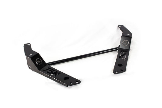 Black ISR Performance front tension rod power brace for Nissan 240sx (S13) with logo cutouts on a white background.