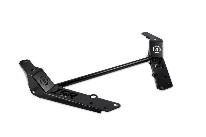 Load image into Gallery viewer, ISR Performance black front tension rod power brace for Nissan 240SX S14, featuring two branded steel mounting plates.
