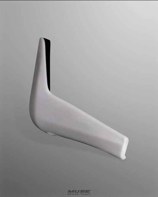 White N1-style rear mud guard for Nissan Skyline R32 BNR32, studio shot on gray background.