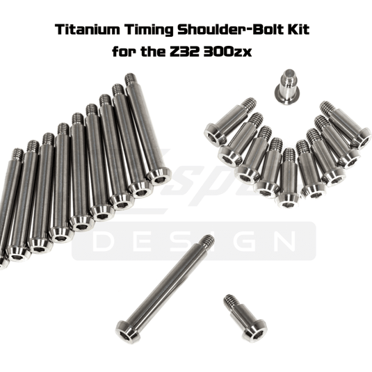 ZSPEC titanium timing shoulder-bolt kit for Nissan 300zx Z32. Includes multiple silver stainless steel bolt lengths.
