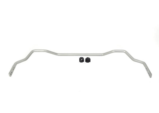 Whiteline 24mm adjustable silver front sway bar for R33 Nissan Skyline with two black bushings.