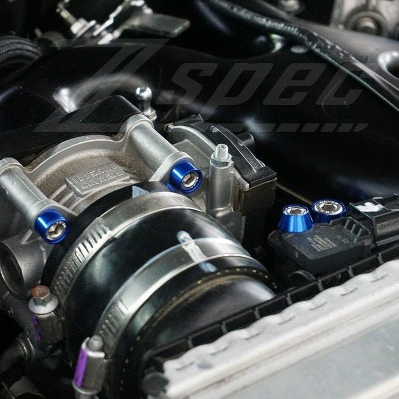 ギャラリービューアに画像をロードする, ZSPEC Stage-3 blue billet fasteners installed on an Infiniti Q50/Q60 VR30DDTT engine.
