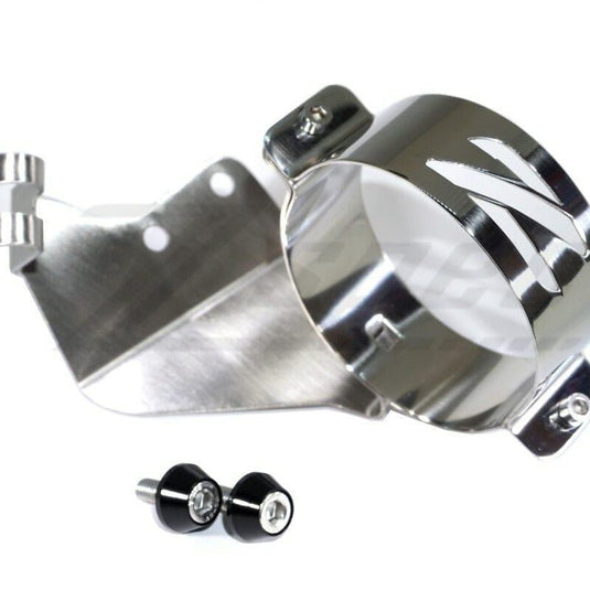 Polished ZSPEC fuel filter bracket for Nissan Z32 300zx (LHD) with included mounting hardware.
