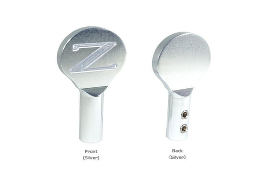 Silver billet aluminum ZSPEC dipstick handle for Nissan Z31 300ZX, featuring engraved 'Z' logo and set screws.