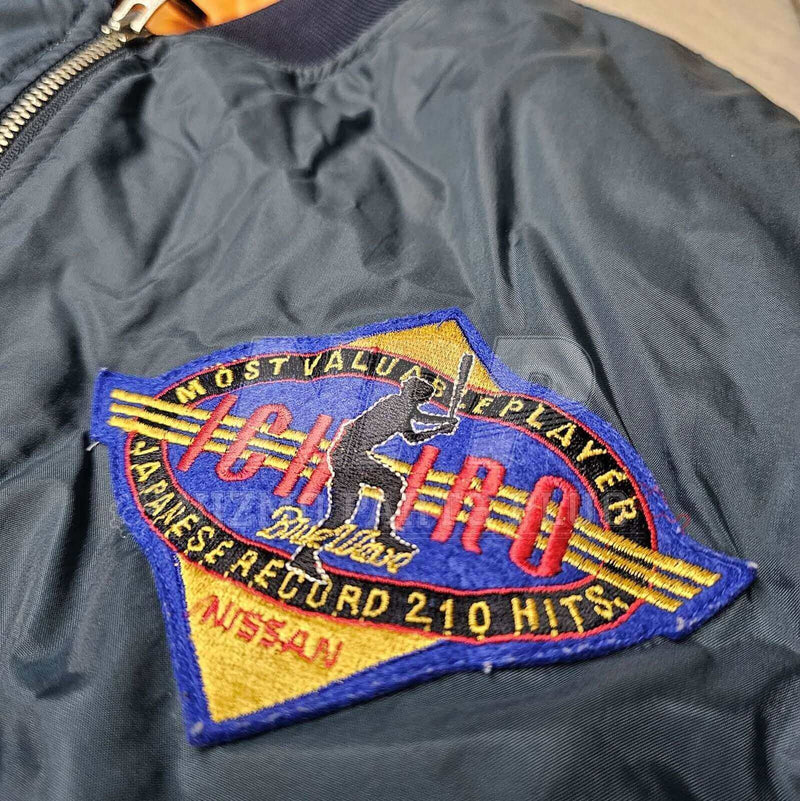 Load image into Gallery viewer, AuthenticWear Japan Nissan Rare Ichiro Baseball MA-1 210 hits Jacket Size-L - NizmoPartsPlug

