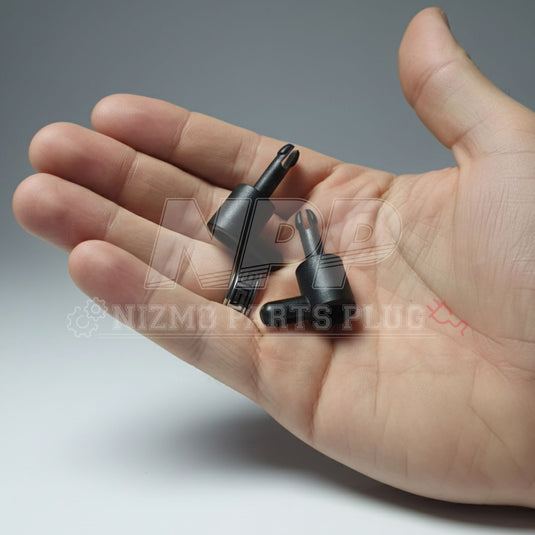 Mīrai Mamōru Nissan GloveBox Holder Pin Set displayed in hand demonstrating size and design.