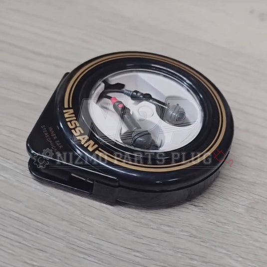 AuthenticWear Japan Nissan Stereo Earphones with Retractable Case Black Earphones - NizmoPartsPlug