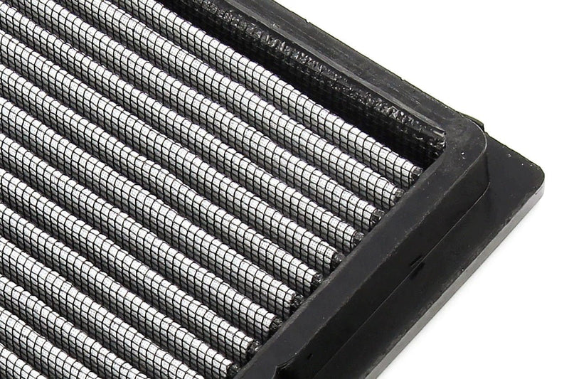 Load image into Gallery viewer, HPS drop-in air filter for 1989-1998 Nissan 240SX (S13/S14) featuring silver pleated mesh and a black rubber frame.
