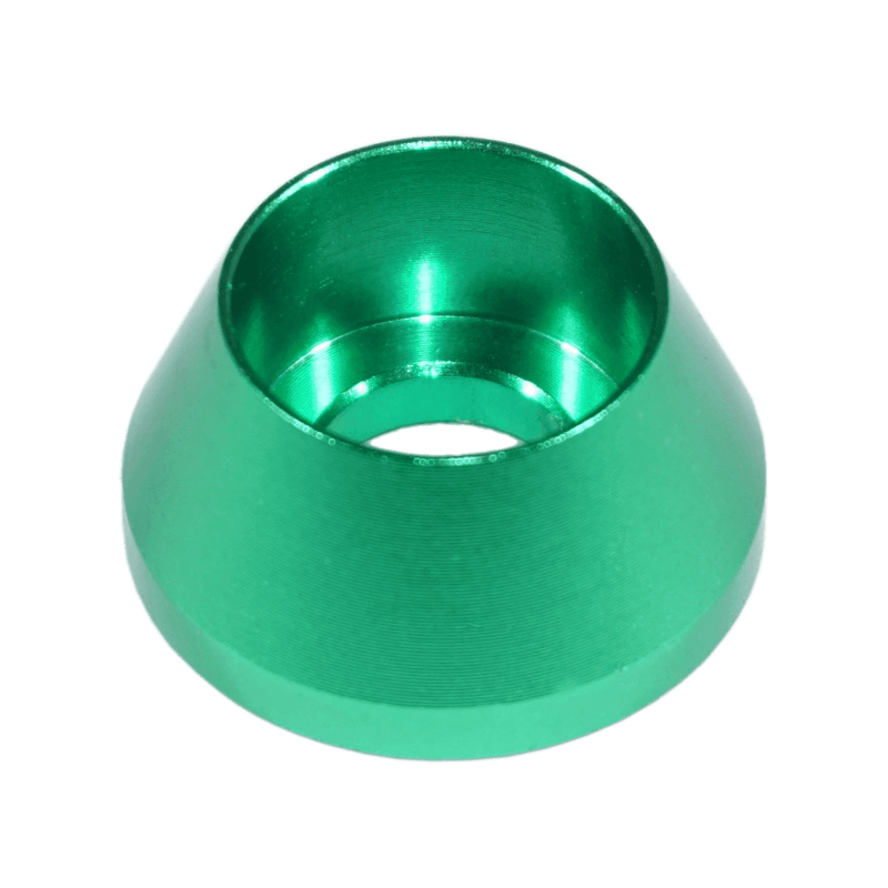 Load image into Gallery viewer, Green billet aluminum ZSPEC finishing washer for Nissan Z32 and Skyline GT-R crank angle sensor bolts.
