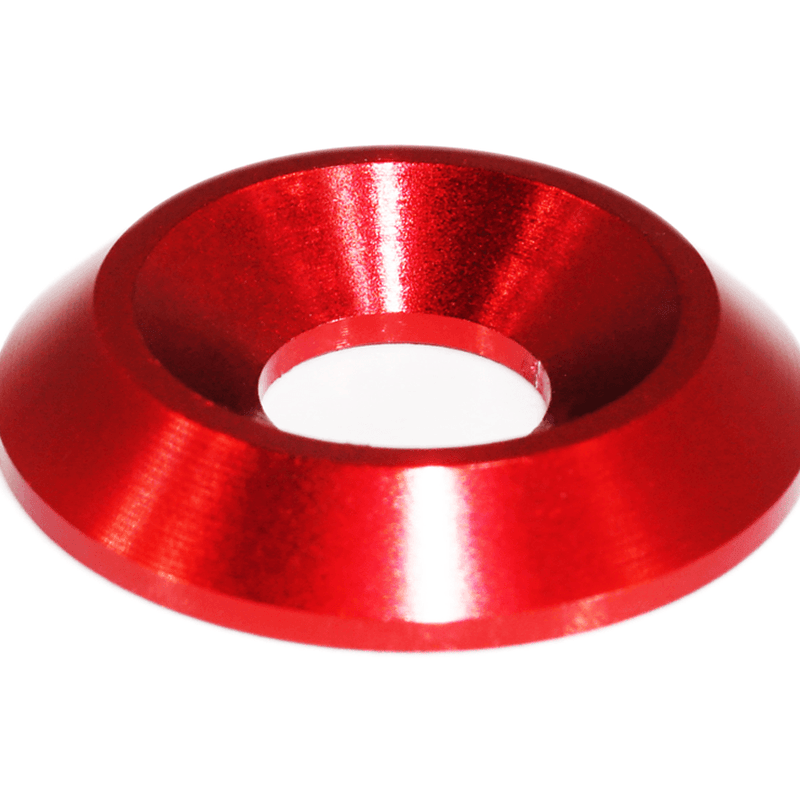 Cargue la imagen en el visor de la galería, Red anodized billet dress-up bolt finisher washer for Infiniti G37/Q50 VQ37 engine bay.
