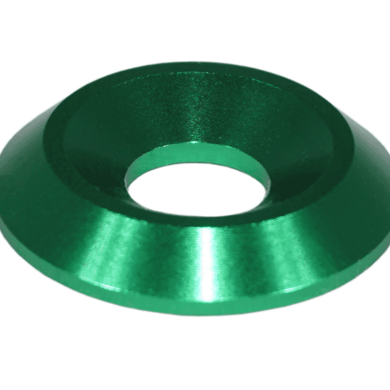 Cargue la imagen en el visor de la galería, Green anodized billet aluminum finisher washer for Nissan GT-R (R35) ZSPEC Dress Up Bolt kit.
