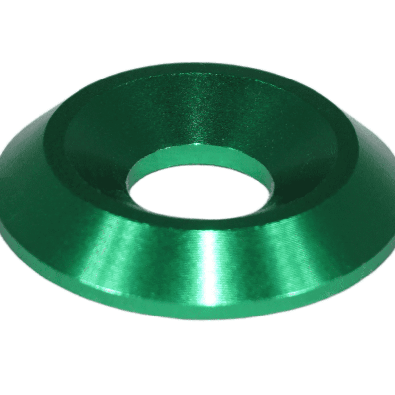 Cargue la imagen en el visor de la galería, Green billet aluminum dress-up washer for Toyota Supra MKIV fastener kit.
