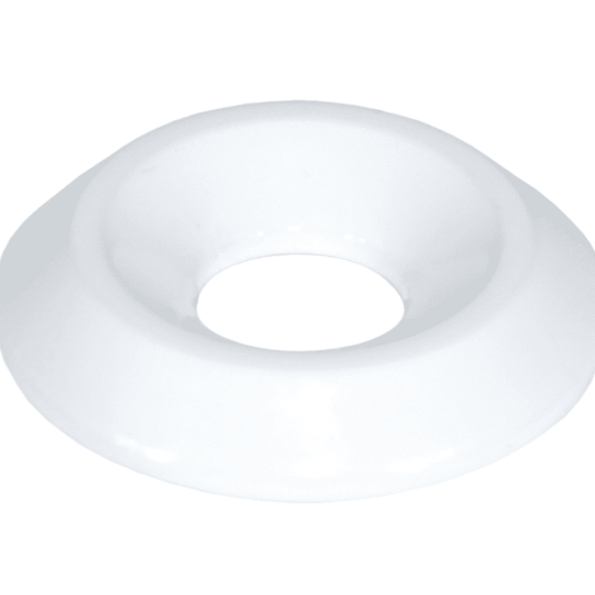 White ZSPEC dress-up fastener washer for Nissan GTR R35. Smooth, circular billet aluminum finish.