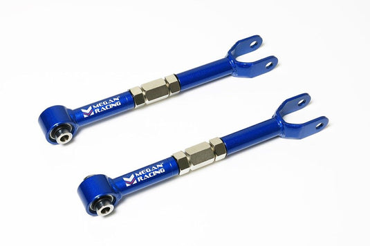 New Megan Racing blue rear camber kit with pillow ball ends for Nissan Skyline R35.