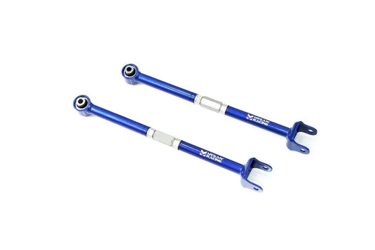 Blue adjustable rear toe control arms for Nissan R35 GT-R with pillow ball joints. New condition.