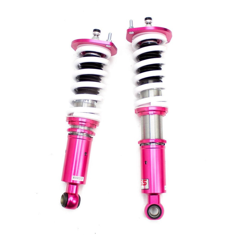 Load image into Gallery viewer, Godspeed coilovers for Nissan Skyline GT-R R32, featuring pink shock bodies and white springs on a white background.
