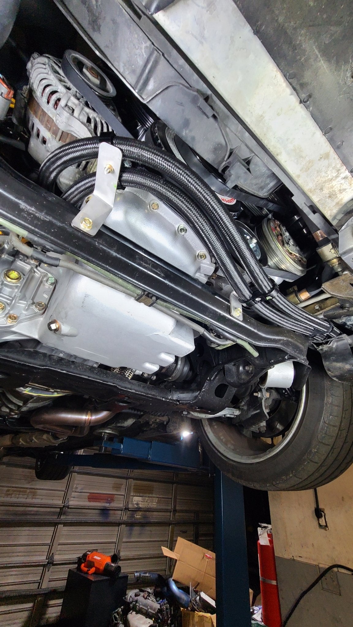 U.P.G. oil cooler hose brackets for the Skyline GTR