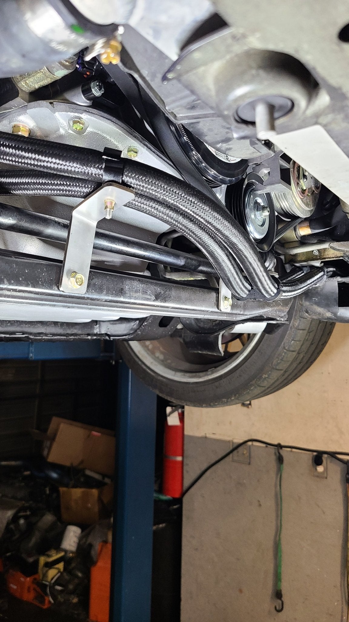 U.P.G. oil cooler hose brackets for the Skyline GTR