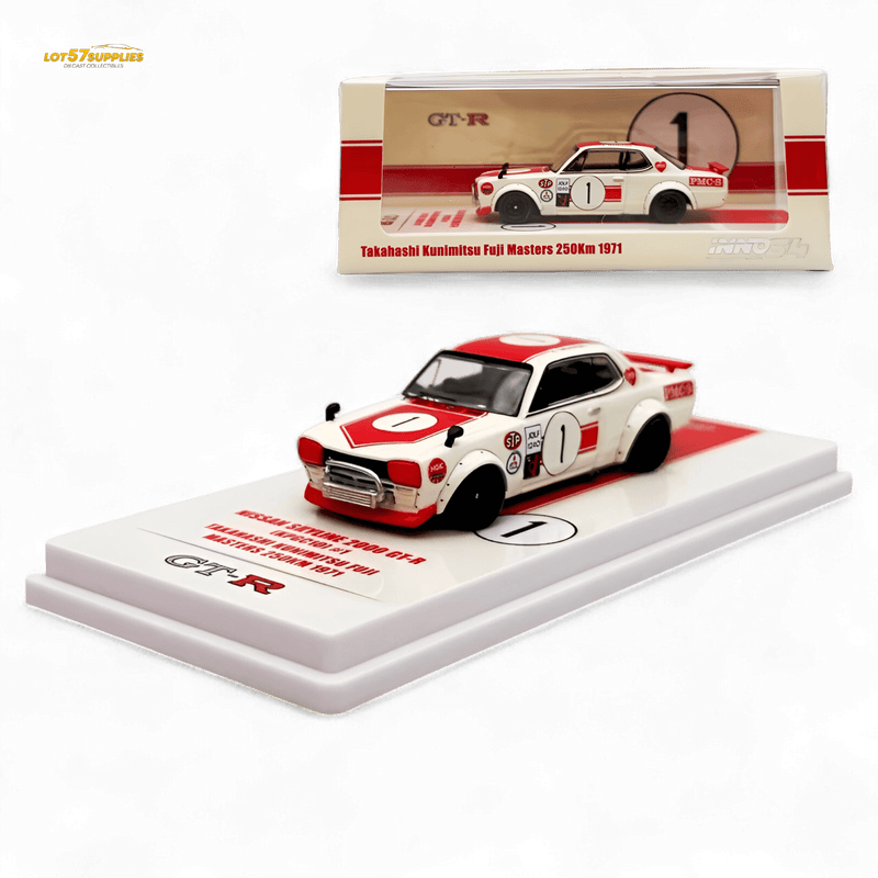 Load image into Gallery viewer, Inno64 Nissan Skyline 2000 GT-R KPGC10 #1 Takahashi Kunimitsu Fuji Masters 1971 1:64
