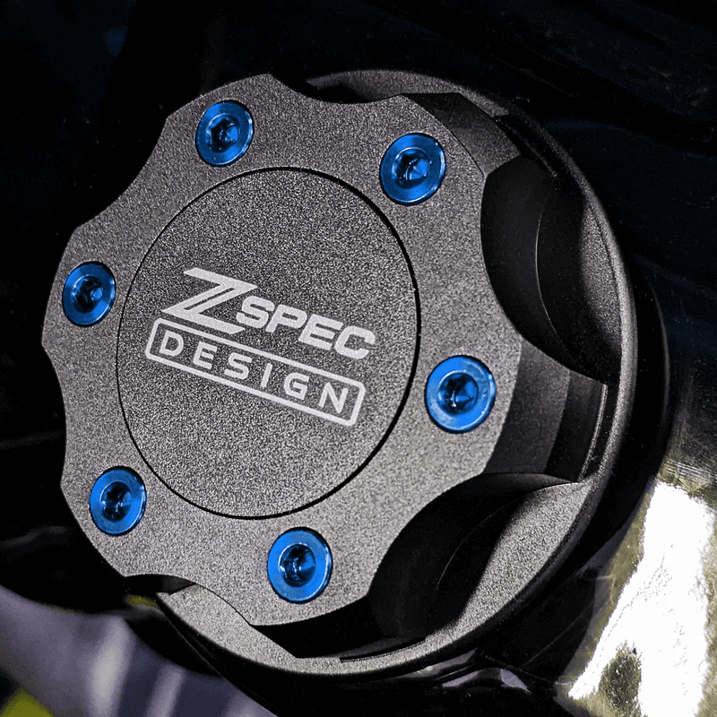 Load image into Gallery viewer, ZSPEC Billet Oil Filler Cap for Nissan/Infiniti/Datsun, Black Cap w/ Titanium Accent
