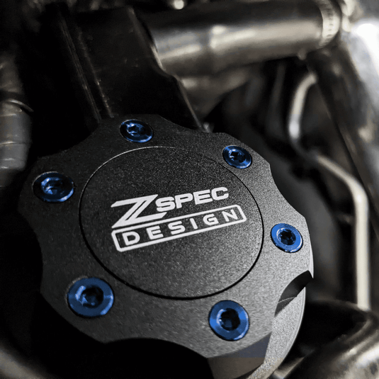 ZSPEC Billet Oil Filler Cap for Nissan/Infiniti/Datsun, Black Cap w/ Titanium Accent