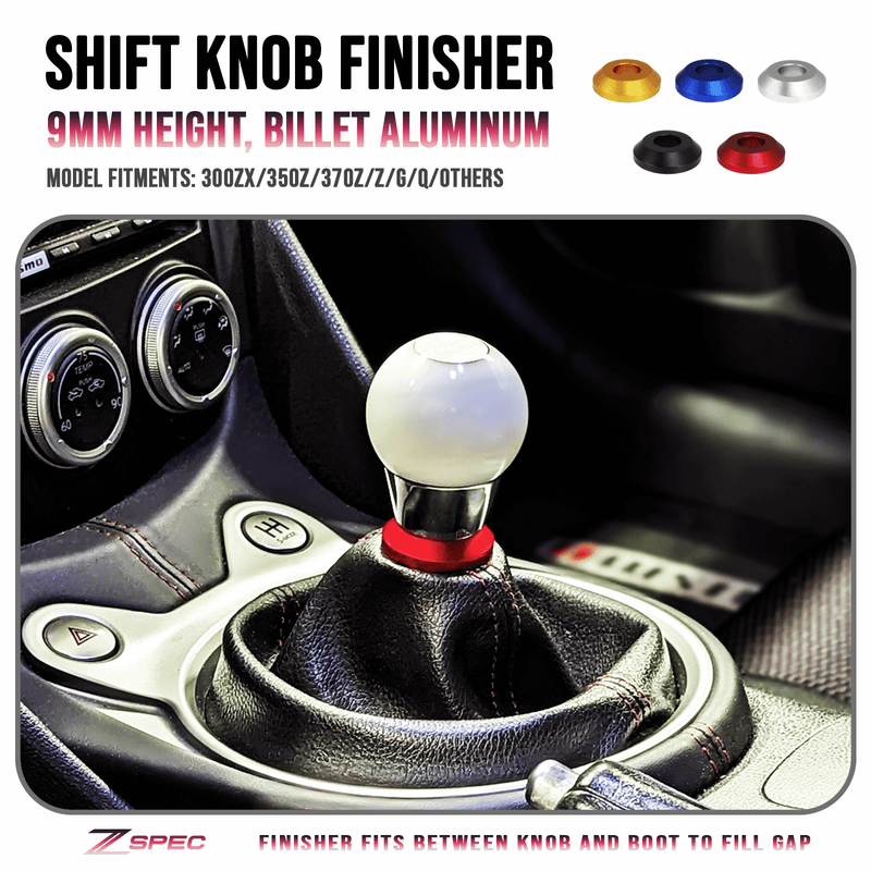 Cargue la imagen en el visor de la galería, ZSPEC Shift Boot Knob Finisher, Billet 6061 Aluminum, 9mm Tall, 300zx/350z/370z/Z/G/Q
