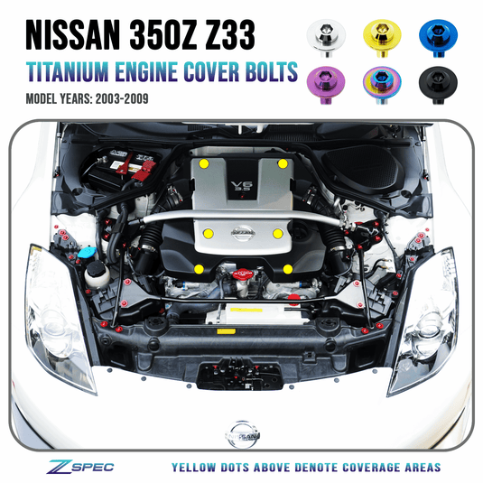 ZSPEC Engine Cover Fasteners for '03-09 Nissan 350z DE & HR, Grade-5 Titanium