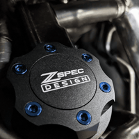ZSPEC Billet Oil Filler Cap for Nissan/Infiniti/Datsun, Black Cap w/ Titanium Accent