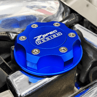 ZSPEC Billet Oil Filler Cap for Nissan/Infiniti/Datsun, Blue Cap w/ Titanium Accents