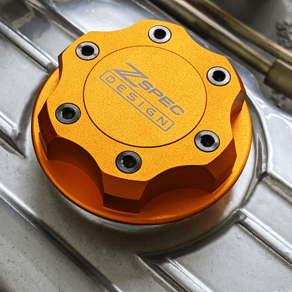 ZSPEC Billet Oil Filler Cap for Nissan/Infiniti/Datsun, Orange-Gold Cap w/Titanium Accents