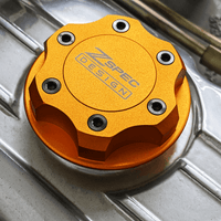 ZSPEC Billet Oil Filler Cap for Nissan/Infiniti/Datsun, Orange-Gold Cap w/Titanium Accents