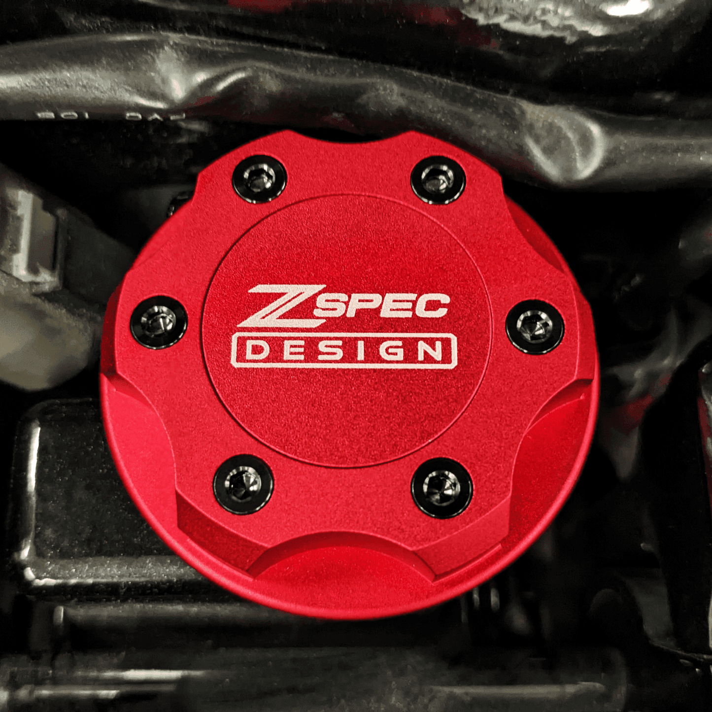 ZSPEC Billet Oil Filler Cap for Nissan/Infiniti/Datsun, Red Cap w/ Titanium Accents