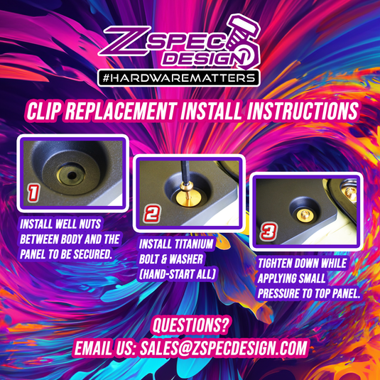 ZSPEC Plastic-Clips Replacements for Z1 Motorsports '09-20 Nissan 370z Z34 Radiator Guide, Titanium