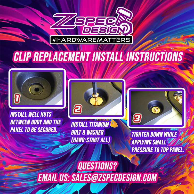 Cargue la imagen en el visor de la galería, ZSPEC Plastic-Clips Replacement Kit for '09-20 Nissan 370z Z34, Grade-5 Titanium

