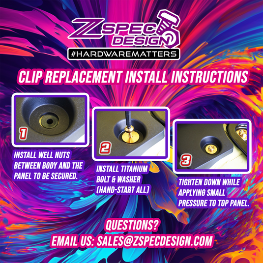 ZSPEC Plastic-Clips Replacement Kit for '09-20 Nissan 370z Z34, Grade-5 Titanium