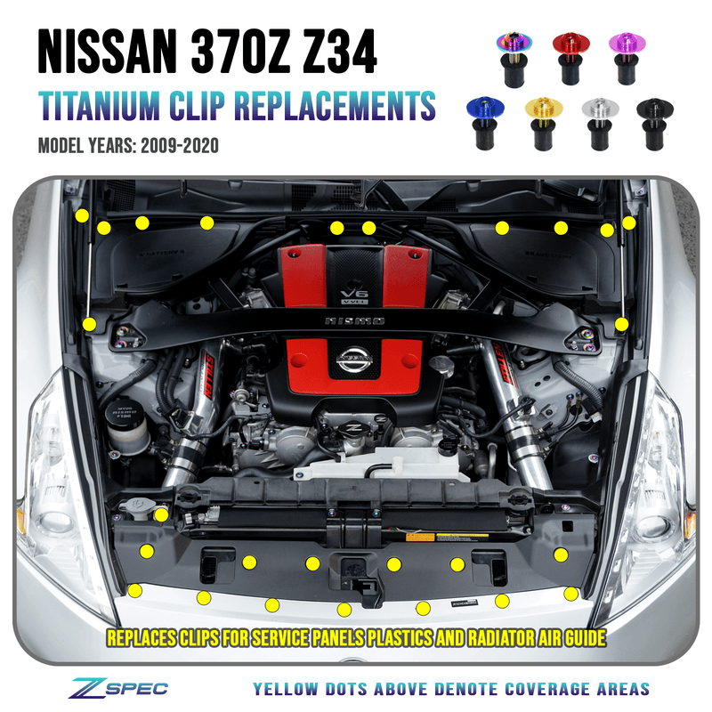Cargue la imagen en el visor de la galería, ZSPEC Plastic-Clips Replacement Kit for '09-20 Nissan 370z Z34, Grade-5 Titanium
