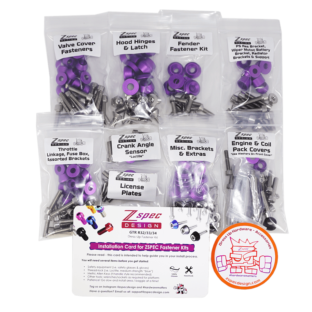 ZSPEC Stage-3 Dress Up Bolts® Kit for Nissan Skyline GT-R/GTR R32/R33/R34, Stainless & Billet