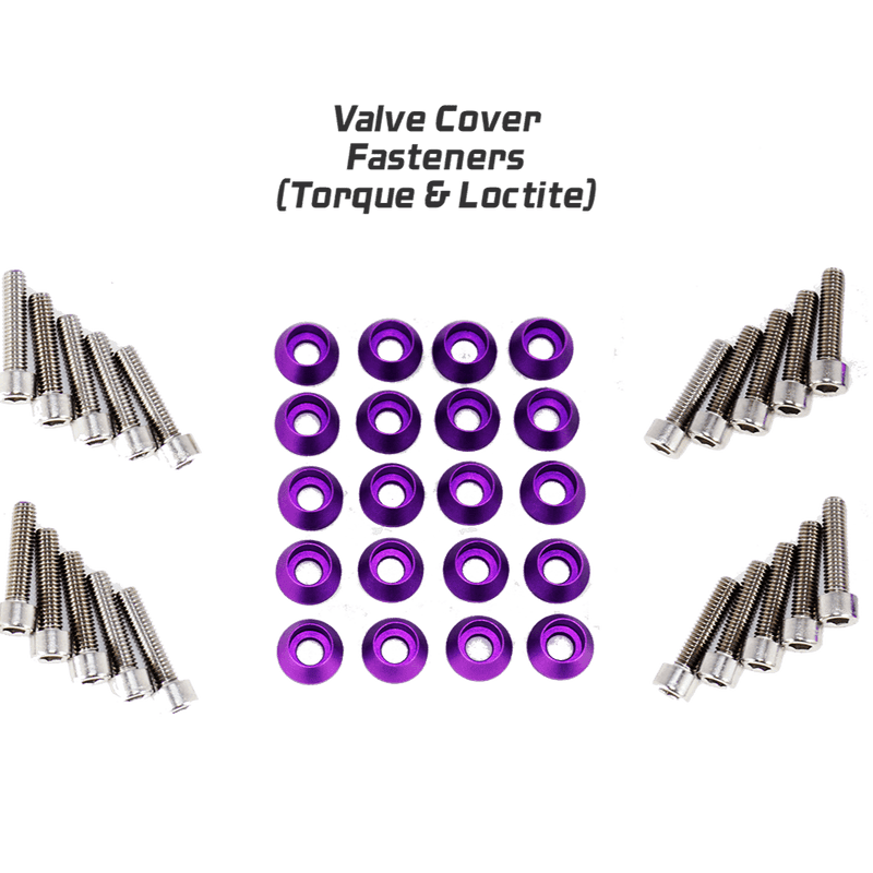 Cargue la imagen en el visor de la galería, ZSPEC purple billet dress-up bolt kit for Nissan Skyline R32, R33, and R34 GTR, featuring stainless steel hardware.
